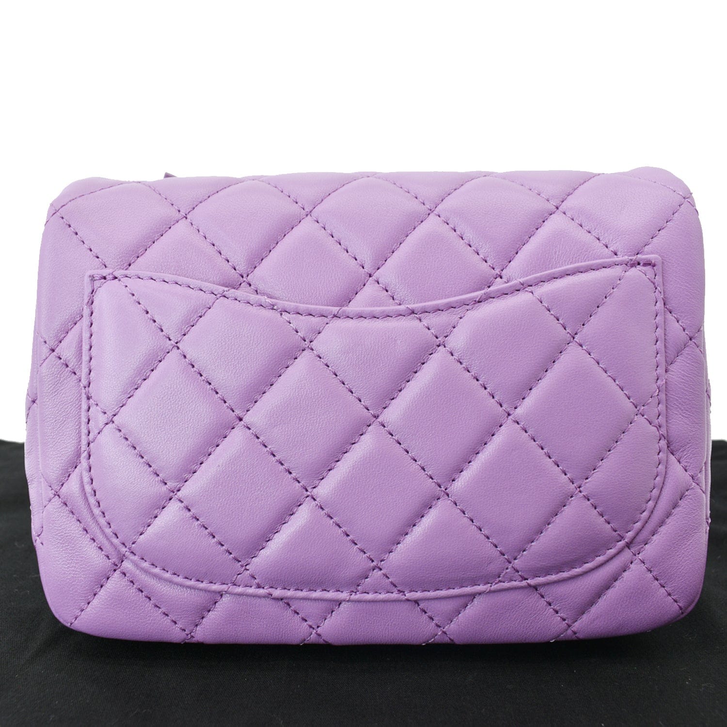 CHANEL 22S Mini Pearl Crush Square Flap Leather Crossbody Bag Purple
