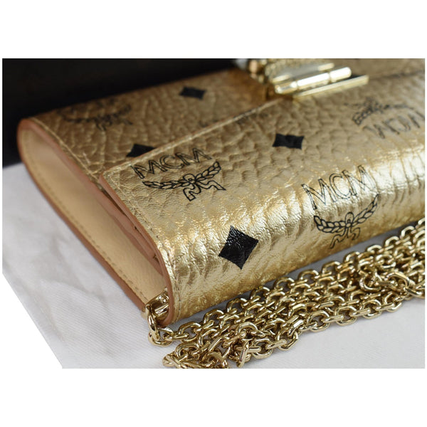 MCM Berlin Visetos Crossbody Chain on Wallet Gold