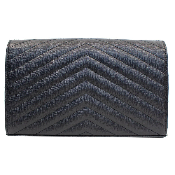 YVES SAINT LAURENT Envelope Leather Crossbody Chain Wallet Black