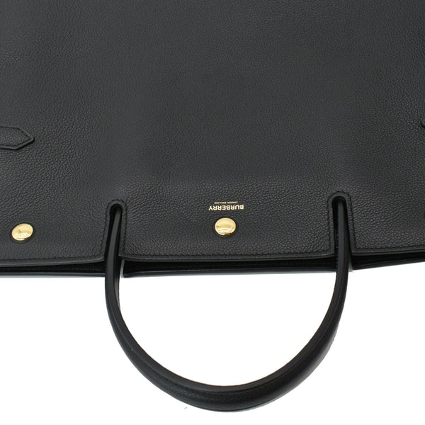 BURBERRY Large Title Leather Tote Bag Black