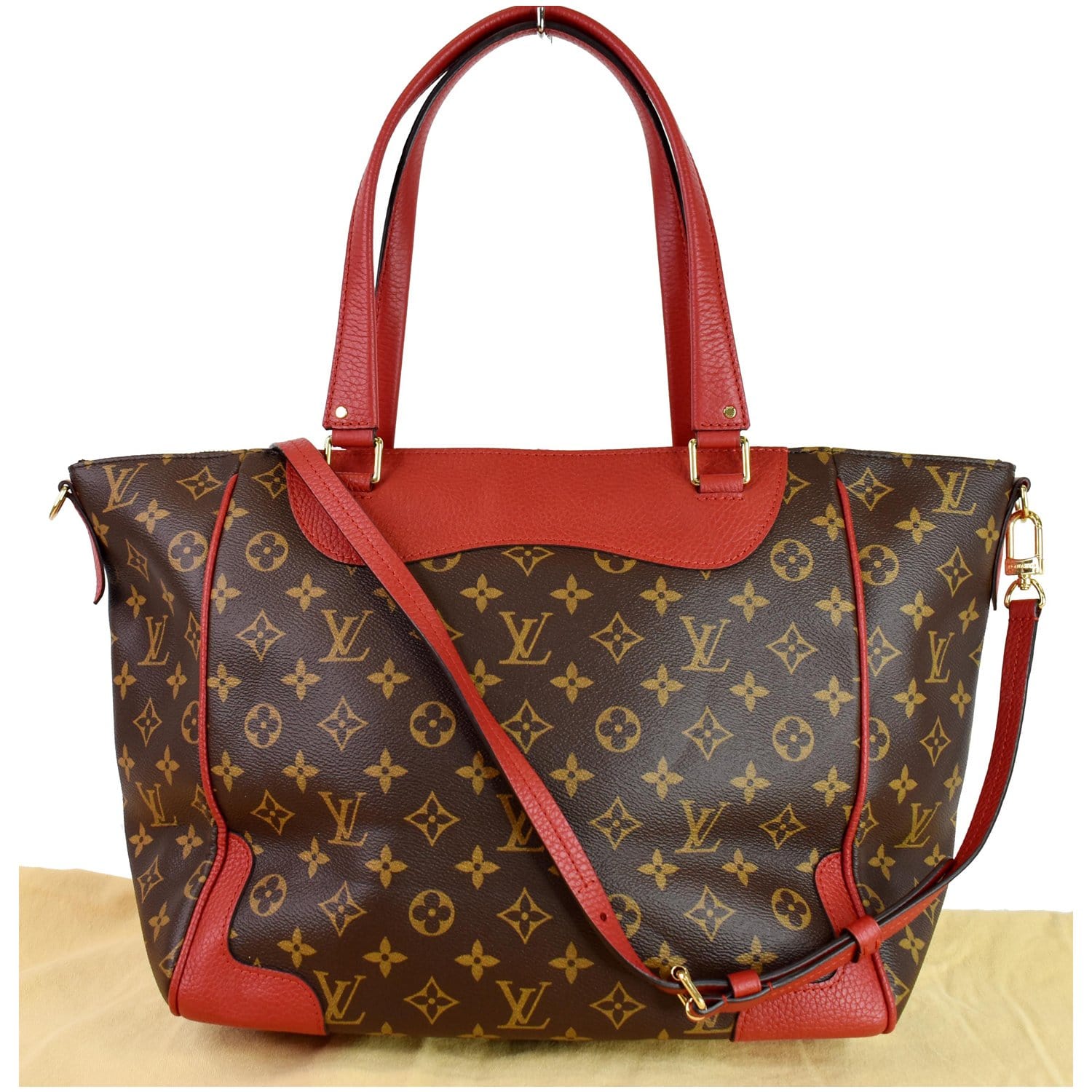 Louis Vuitton M51195 Estrela NM Red & Brown Monogram Canvas Tote Bag