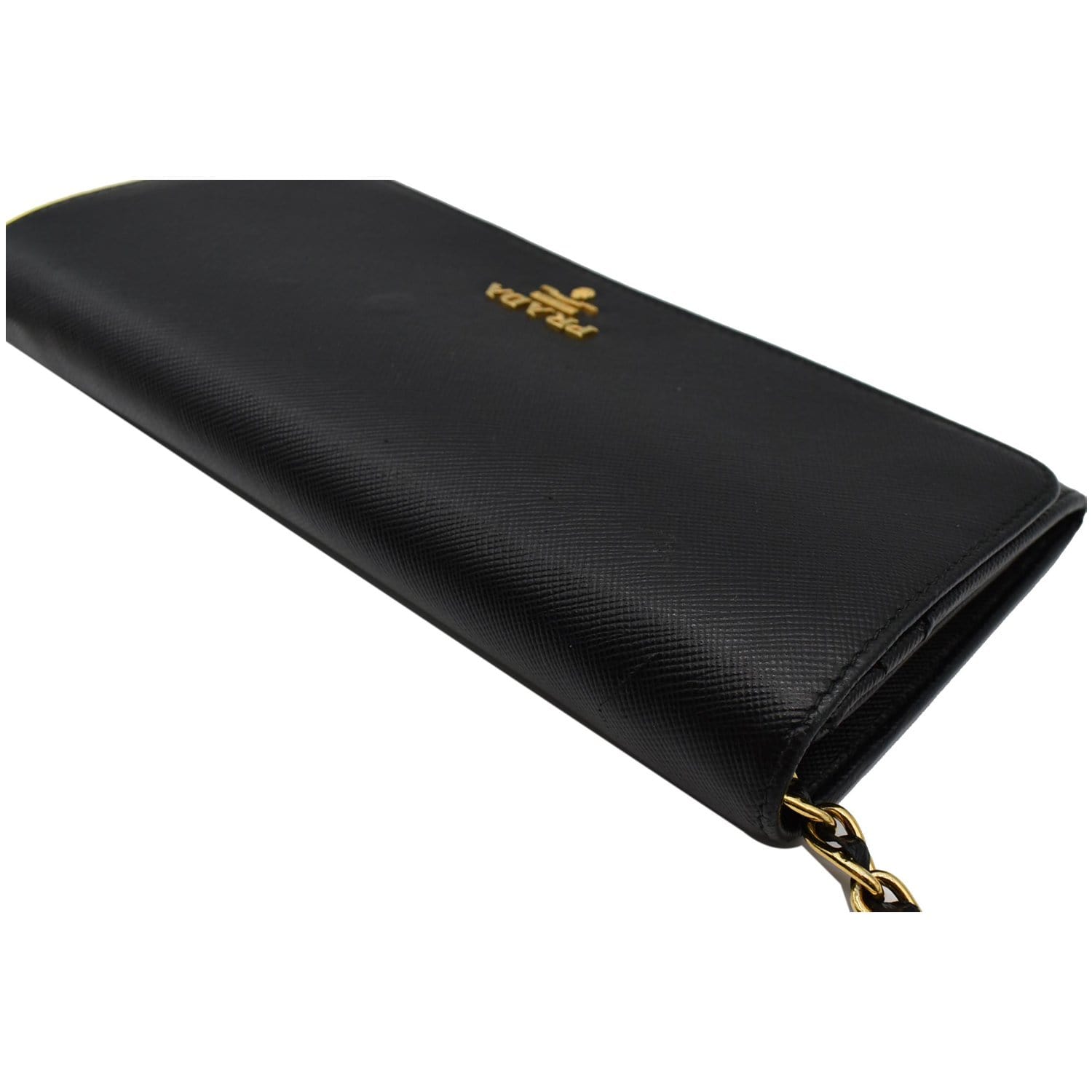 PRADA Saffiano Leather Wallet on Chain Clutch Crossbody Bag