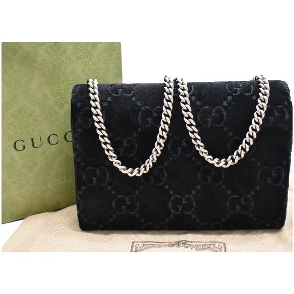 GUCCI Dionysus Mini Velvet GG Monogram Chain Wallet Dark Blue 401231