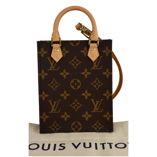 LOUIS VUITTON Petit Sac Plat Monogram Canvas Shoulder Bag Brown