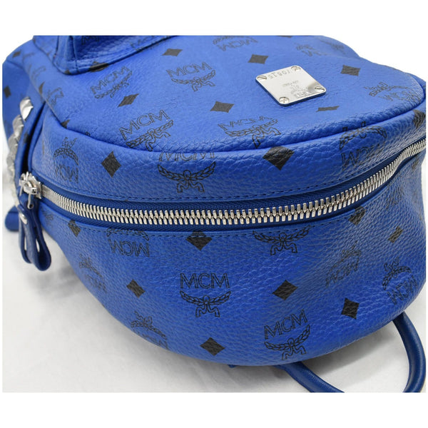MCM Stark Classic Small Visetos Canvas Backpack Bag Blue