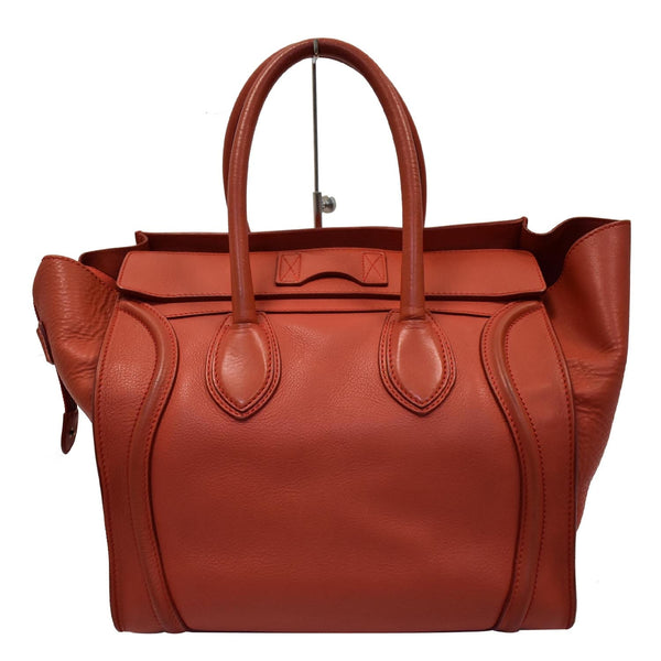 CELINE Drummed Mini Luggage Calfskin Leather Tote Bag Red