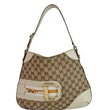 Gucci Hasler Horsebit GG Canvas Leather Hobo Bag