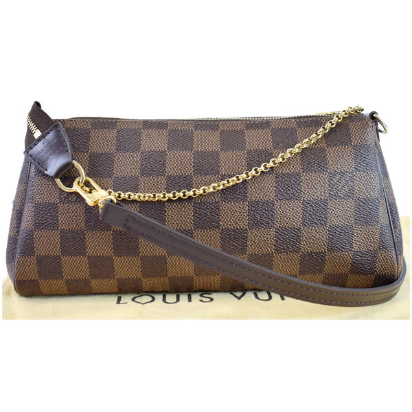 LOUIS VUITTON Pochette Eva Damier Ebene Clutch Crossbody Bag Brown