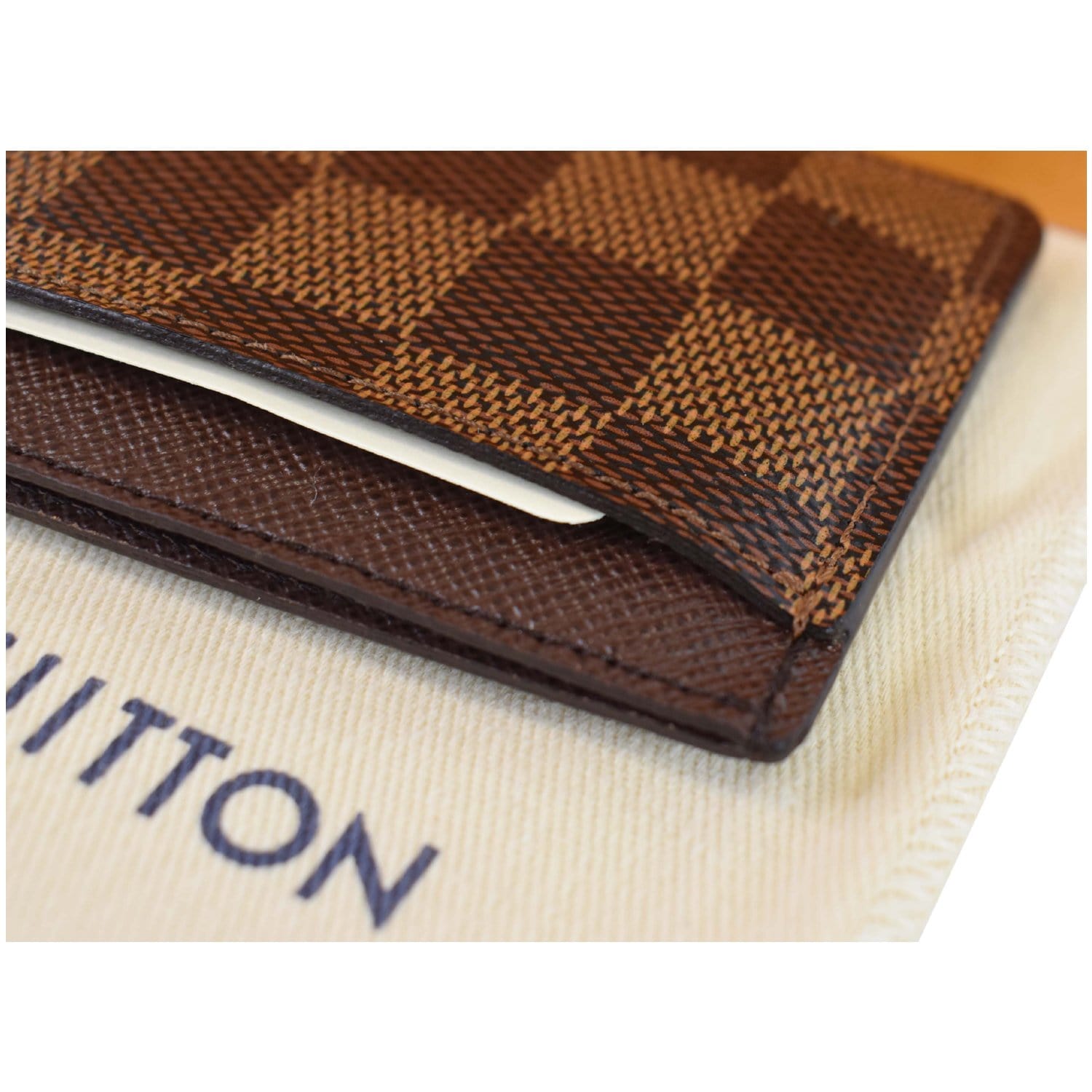 Louis Vuitton Damier Ebene Card Holder Brown For Women