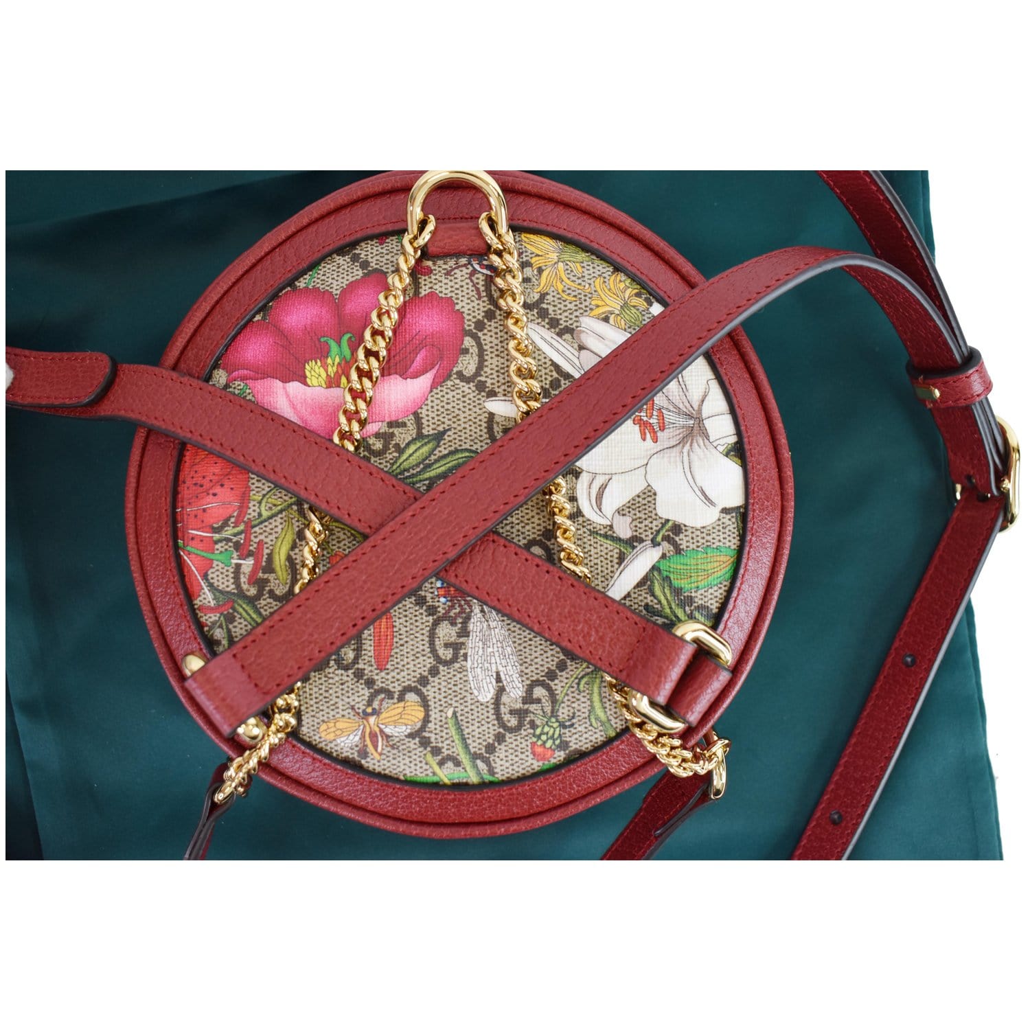 gucci red mini backpack GUCCI Ophidia GG Flora Mini Supreme Backpack Bag Red 598661