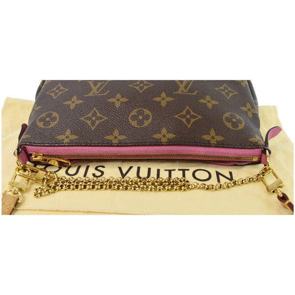 LOUIS VUITTON Pallas Clutch Monogram Canvas Crossbody Bag Brown