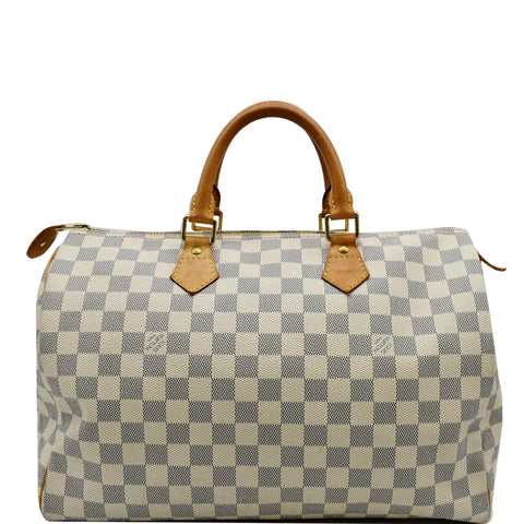 LOUIS VUITTON Speedy 35 Damier Azur Satchel Bag White