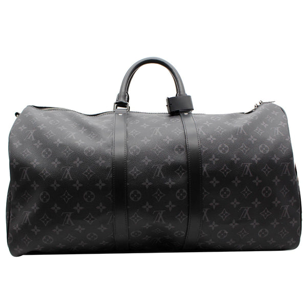LOUIS VUITTON Keepall 55 Bandouliere Monogram Eclipse Travel Bag Black