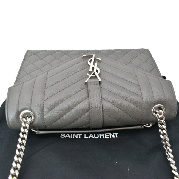 YVES SAINT LAURENT Envelope Chain Medium Mix Matelassé Leather Crossbody Bag Grey