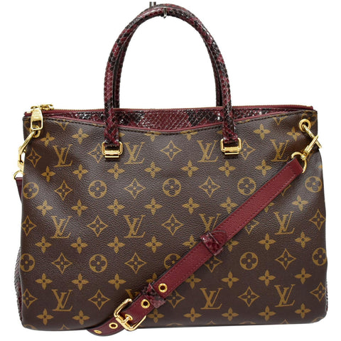 LOUIS VUITTON Pallas Python Monogram Canvas Shoulder Bag Bordeaux - Final Sale