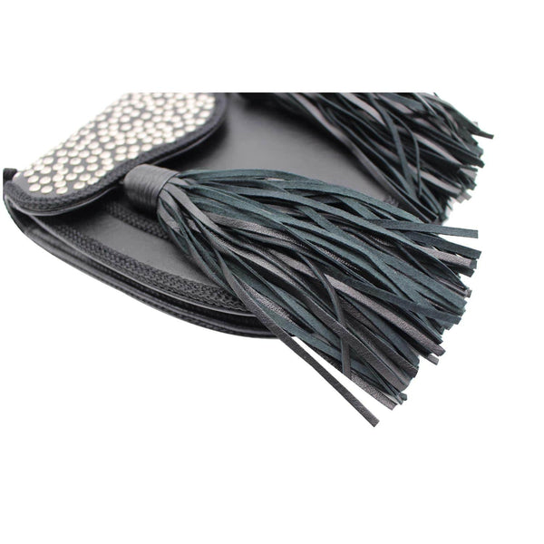 YVES SAINT LAURENT Opium 2 Studded Leather Tassel Bag Black