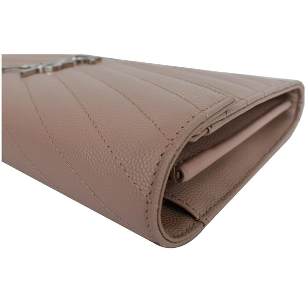 YVES SAINT LAURENT Monogram Grain De Poudre Chain Wallet Rose Pink