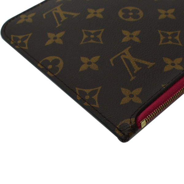 LOUIS VUITTON Neverfull Monogram Canvas Pochette Wristlet Pouch Brown