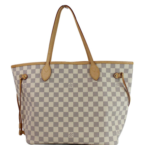 LOUIS VUITTON Neverfull MM Damier Azur Tote Shoulder Bag White