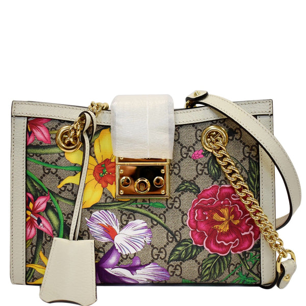 Gucci Padlock Flora Small GG Supreme Canvas Shoulder Bag