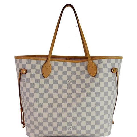 LOUIS VUITTON  Neverfull MM Damier Azur Tote Shoulder Bag White