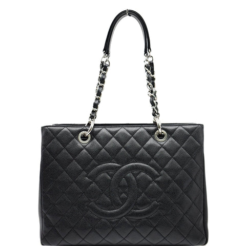 CHANEL Grand Shopping GST Caviar Leather Tote Bag Black