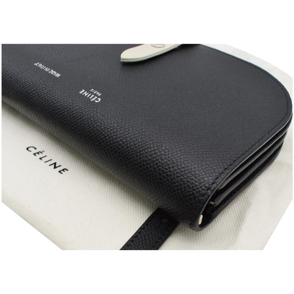 CELINE Grained Leather Strap Clutch Bag Black - Final Sale