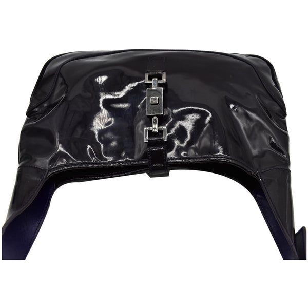 GUCCI Jackie Patent Leather Shoulder Bag Dark Purple 001-3306