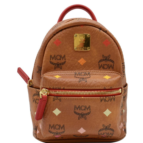 MCM Skyoptic Stark Bebe Boo X Mini Visetos Backpack Bag Cognac