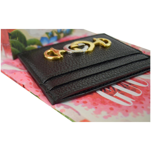 GUCCI Zumi Grainy Leather Card Case Black 570679