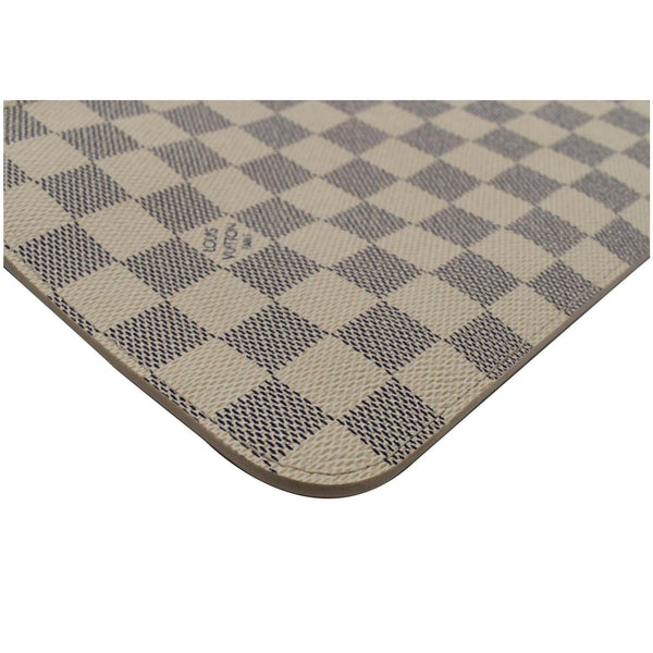 LOUIS VUITTON Neverfull MM Damier Azur Pochette Wristlet Pouch White