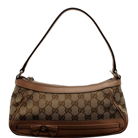 GUCCI Mayfair Small Bow GG Canvas Shoulder Bag Rose Beige 269893
