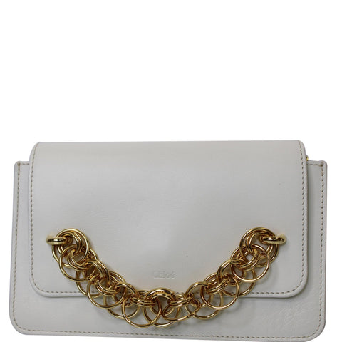 CHLOE Drew Bijou Calfskin Crossbody Clutch Bag White - Last Call