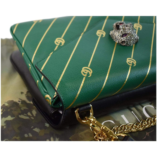 GUCCI Thiara Medium Double Smooth Leather Shoulder Bag Green/Black 524822