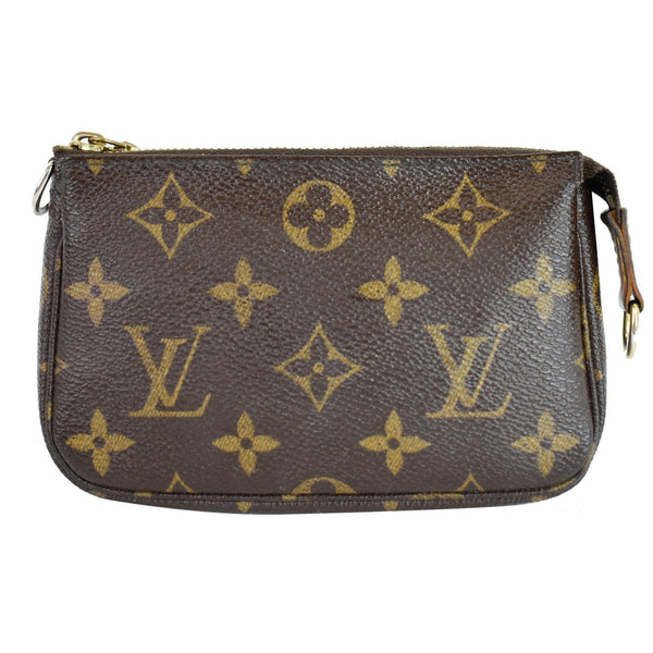 LOUIS VUITTON Mini Pochette Monogram Canvas Accessories Pouch Bag Brown
