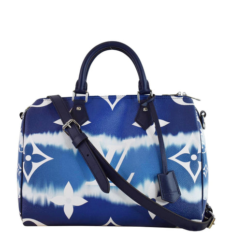 LOUIS VUITTON Escale Speedy 30 Bandouliere Monogram Canvas Shoulder Bag Blue