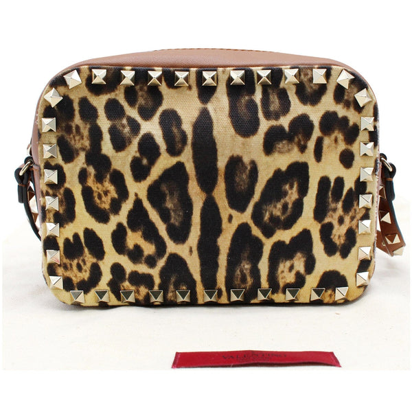 VALENTINO Rockstud Leopard Canvas Leather Camera Bag Selleria