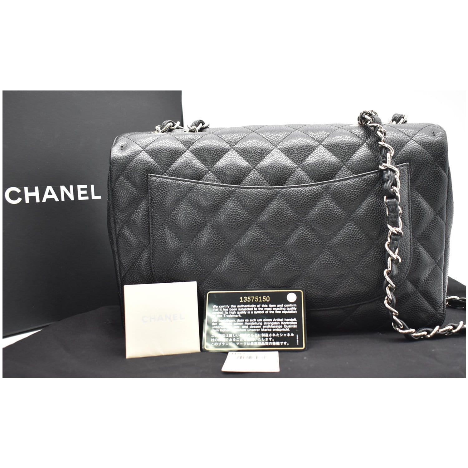 Chanel classic jumbo single flap bag caviar leather with gold