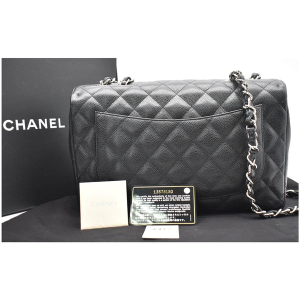 CHANEL Jumbo Classic Single Flap Caviar Leather Shoulder Bag Black