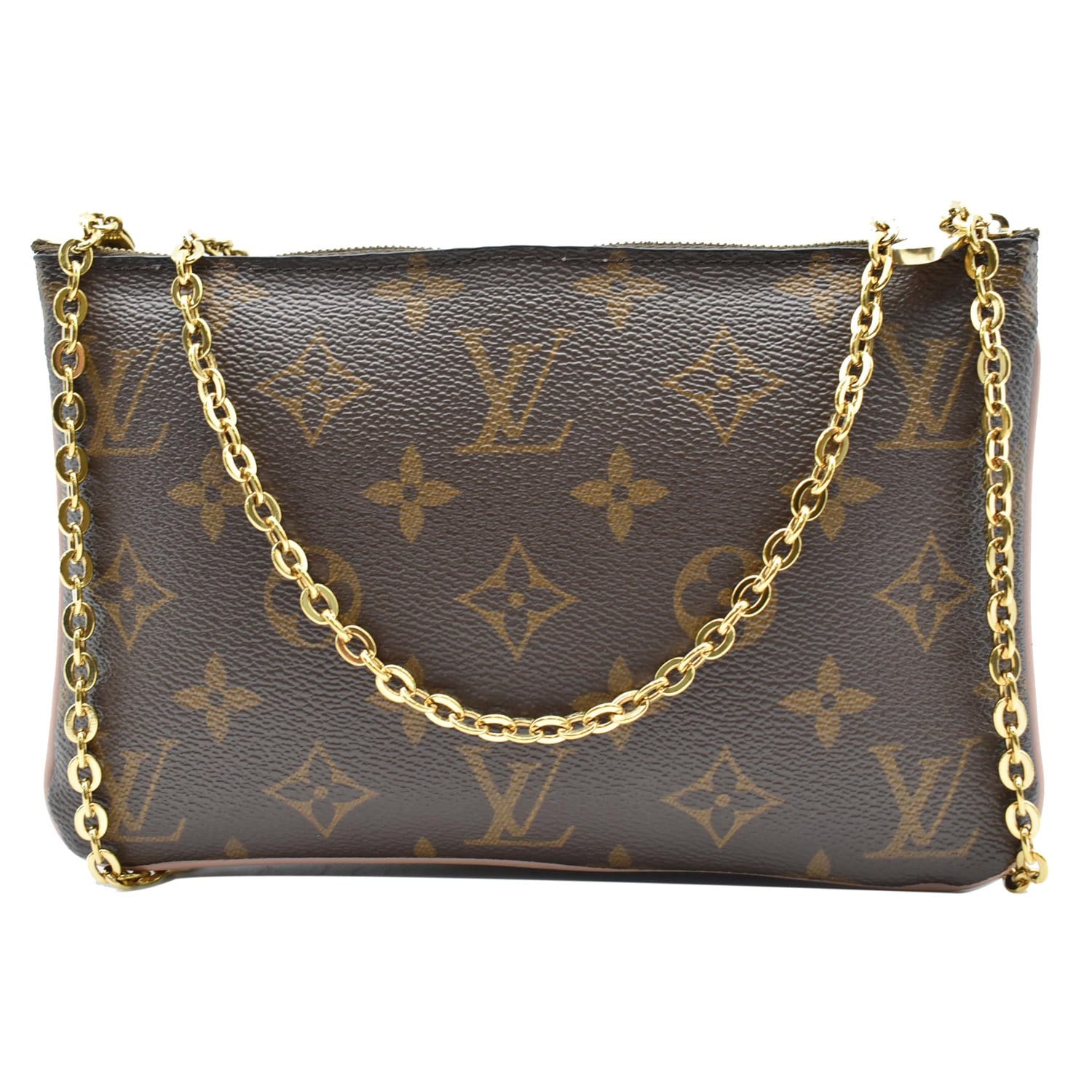 Designer Fancy fashion Louis vuitton theme bedazzled LV pearls brown gold  flower crocs