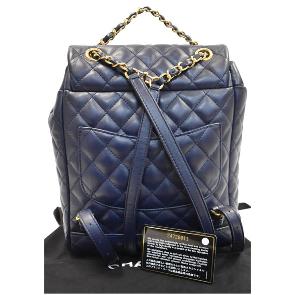 CHANEL Small Urban Spirit Quilted Lambskin Backpack Bag Navy