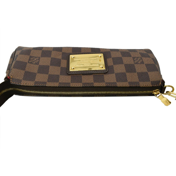 LOUIS VUITTON Eva Pochette Damier Ebene Clutch Crossbody Bag Brown