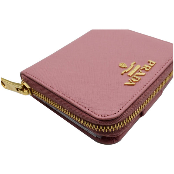 PRADA Small Saffiano Leather Zip Around Wallet Pink