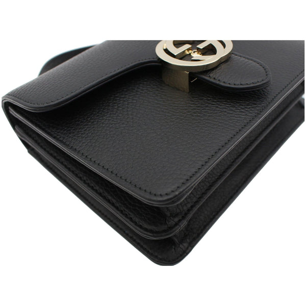 GUCCI Interlocking GG Leather Crossbody Bag Black 510304