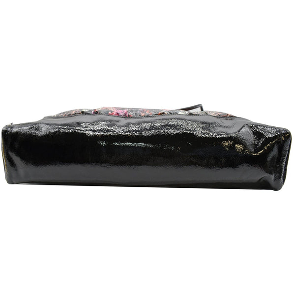 CHANEL 31 Large Leaves Printed Leather Shopping Shoulder Bag Black