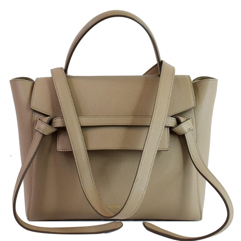 CELINE Micro Belt Grained Calfskin 2Way Shoulder Bag Taupe