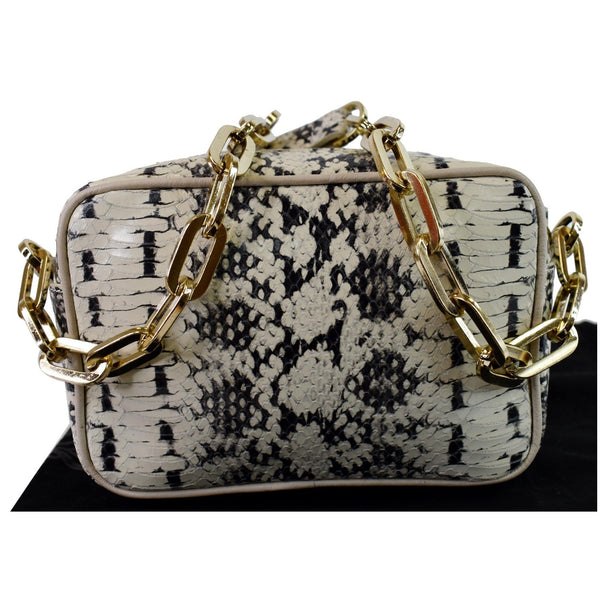 VERSACE Unica Python Embossed Leather Crossbody Bag White