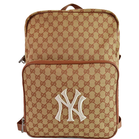GUCCI Medium NY Yankees GG Canvas Backpack Bag Beige 536724