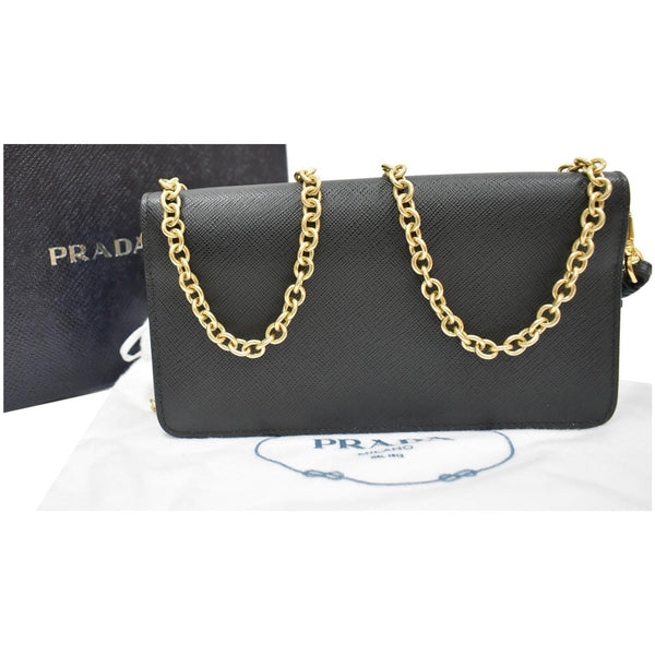 Prada Mini Saffiano Leather Chain Shoulder Bag - gold chain