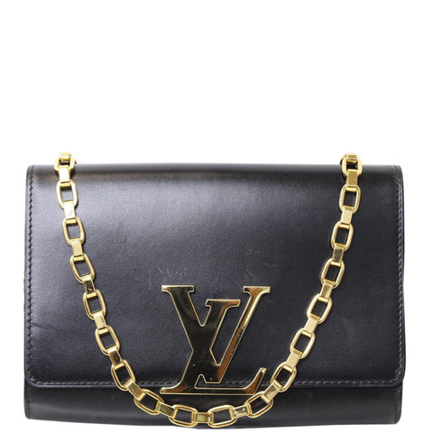 LOUIS VUITTON Chain Louise GM Noir Leather Shoulder Crossbody Bag